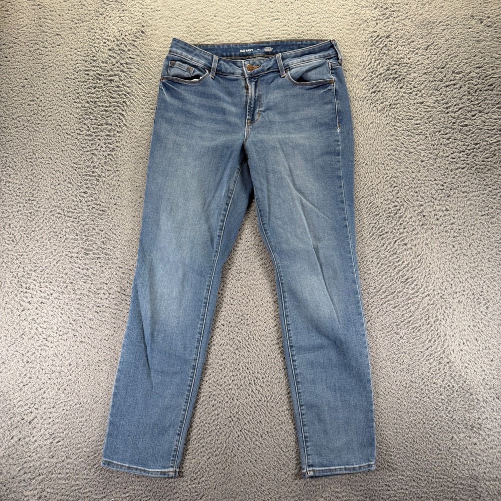 Old Navy Power Jeans Womens 10 Blue Cotton Denim Straight Slim‎ Faded Stretch